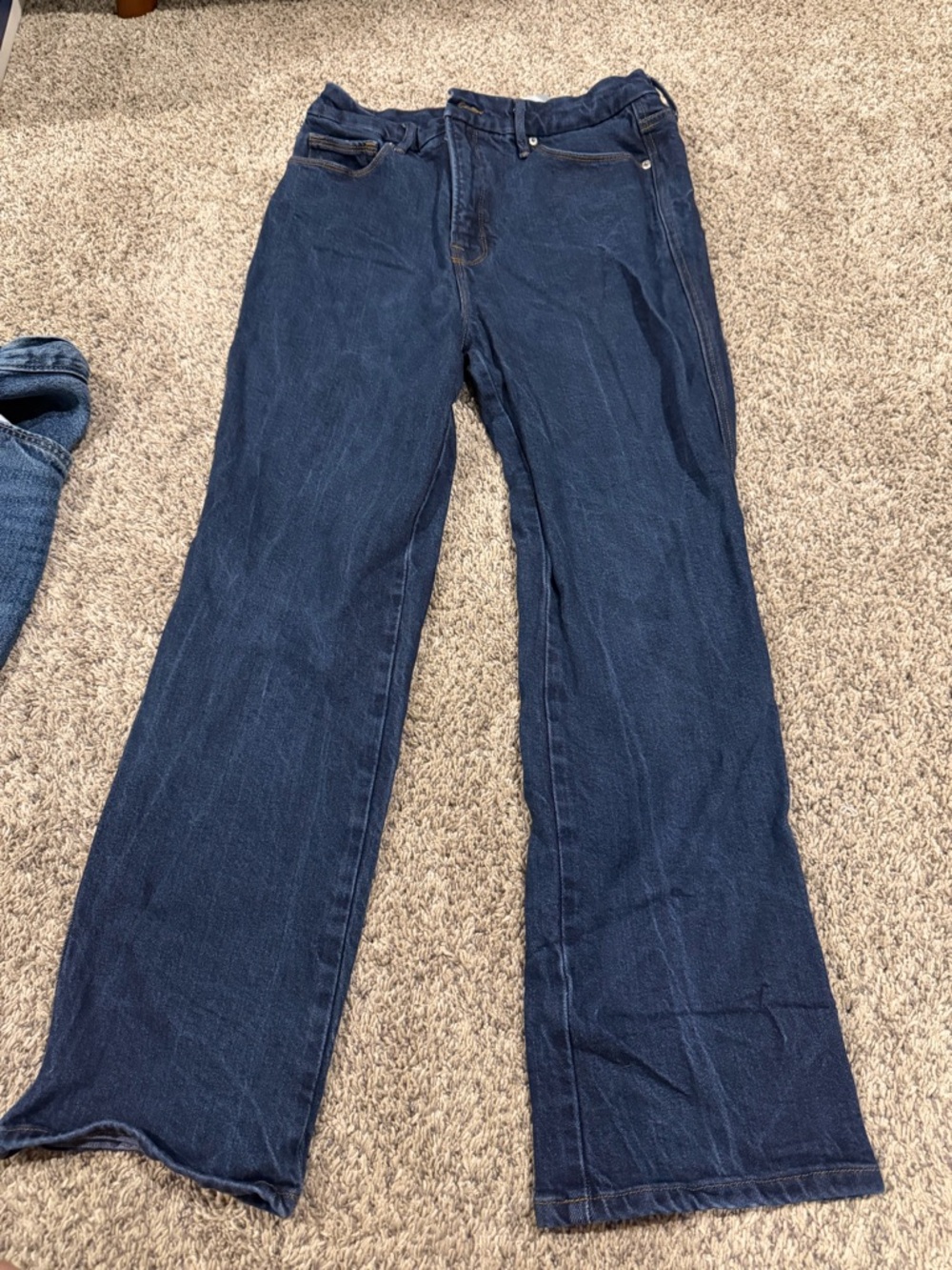 Good American Dark Blue Straight Leg Jeans